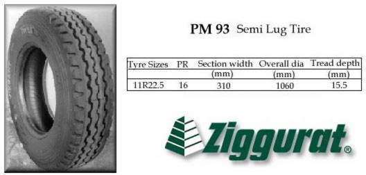 ZIGGURAT PM 93 Semi Lug Tire